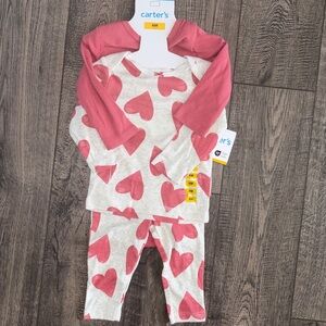 🌴Carter's Girls 3-Piece Long Sleeve Bodysuit Pant Set Size 6M/12M